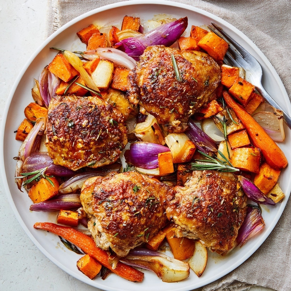 Savor this Honey-Glazed Chicken with Roasted Root Vegetables, a rustic, flavorful autumn dinner.