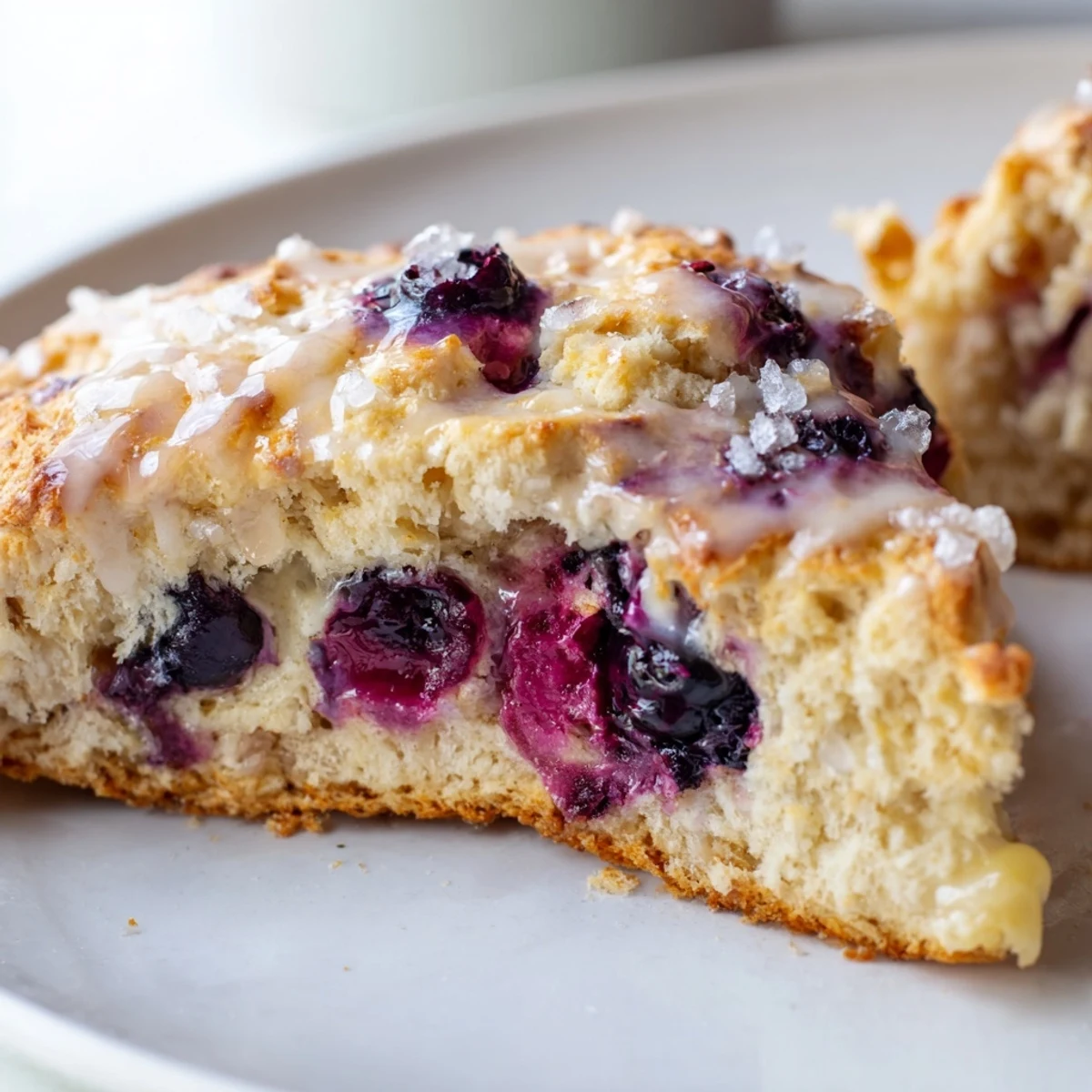Golden-brown Rustic Birch-Warm Blueberry Scones, freshly baked and ready to be enjoyed with a hot drink.