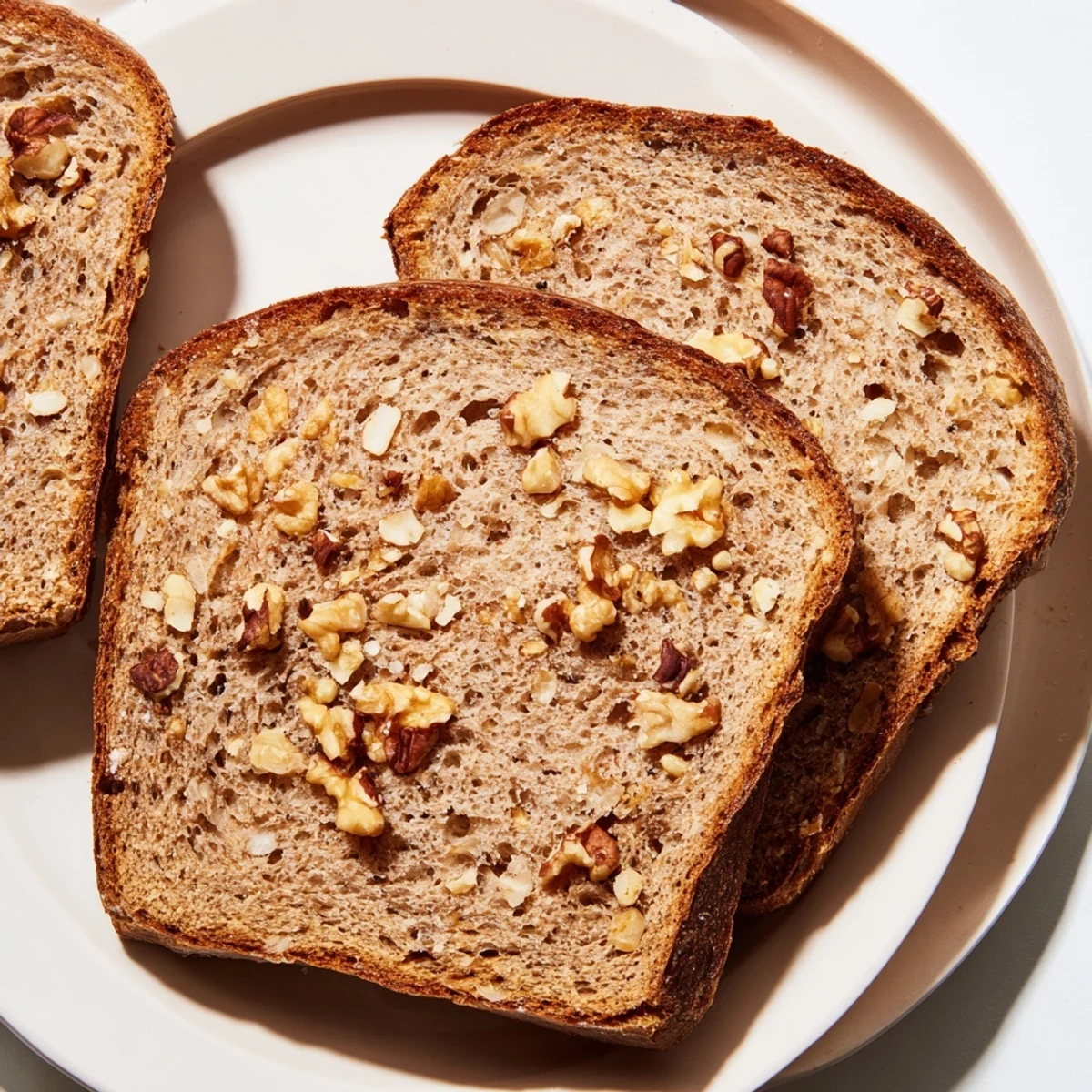 Warm, golden Nutty Whole Wheat Loaf Bread, smelling wonderfully of toasted nuts and baking spices.