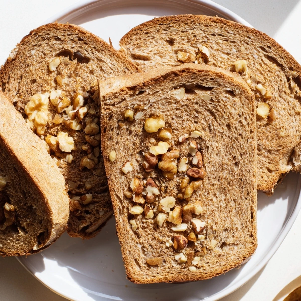 Mouthwatering slice of Nutty Whole Wheat Loaf Bread with a soft crumb, inviting you to enjoy.