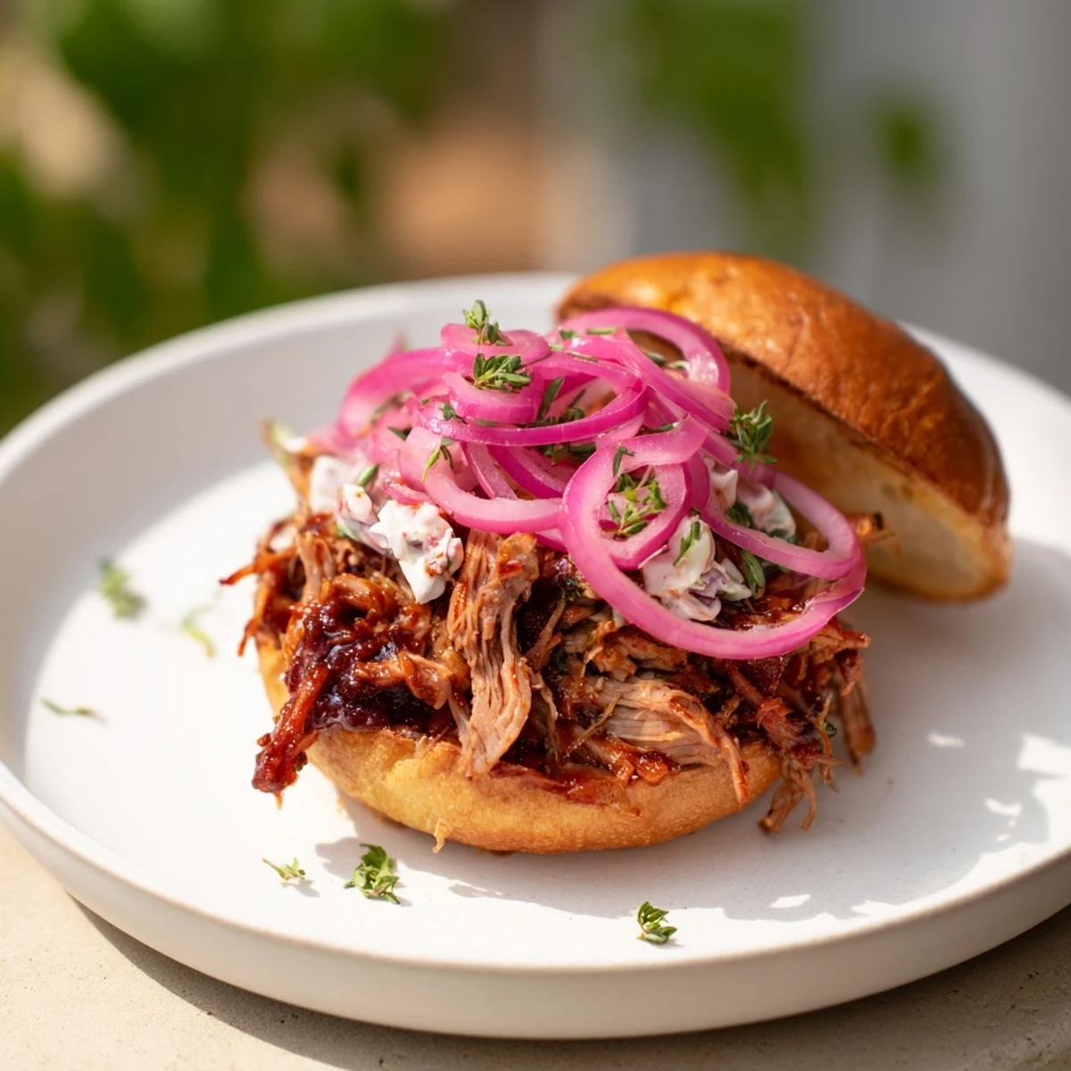 Imagine the amazing flavor of these Fire-Kissed BBQ Pulled Pork Sandwiches, with smoky pork and toasted buns overflowing.