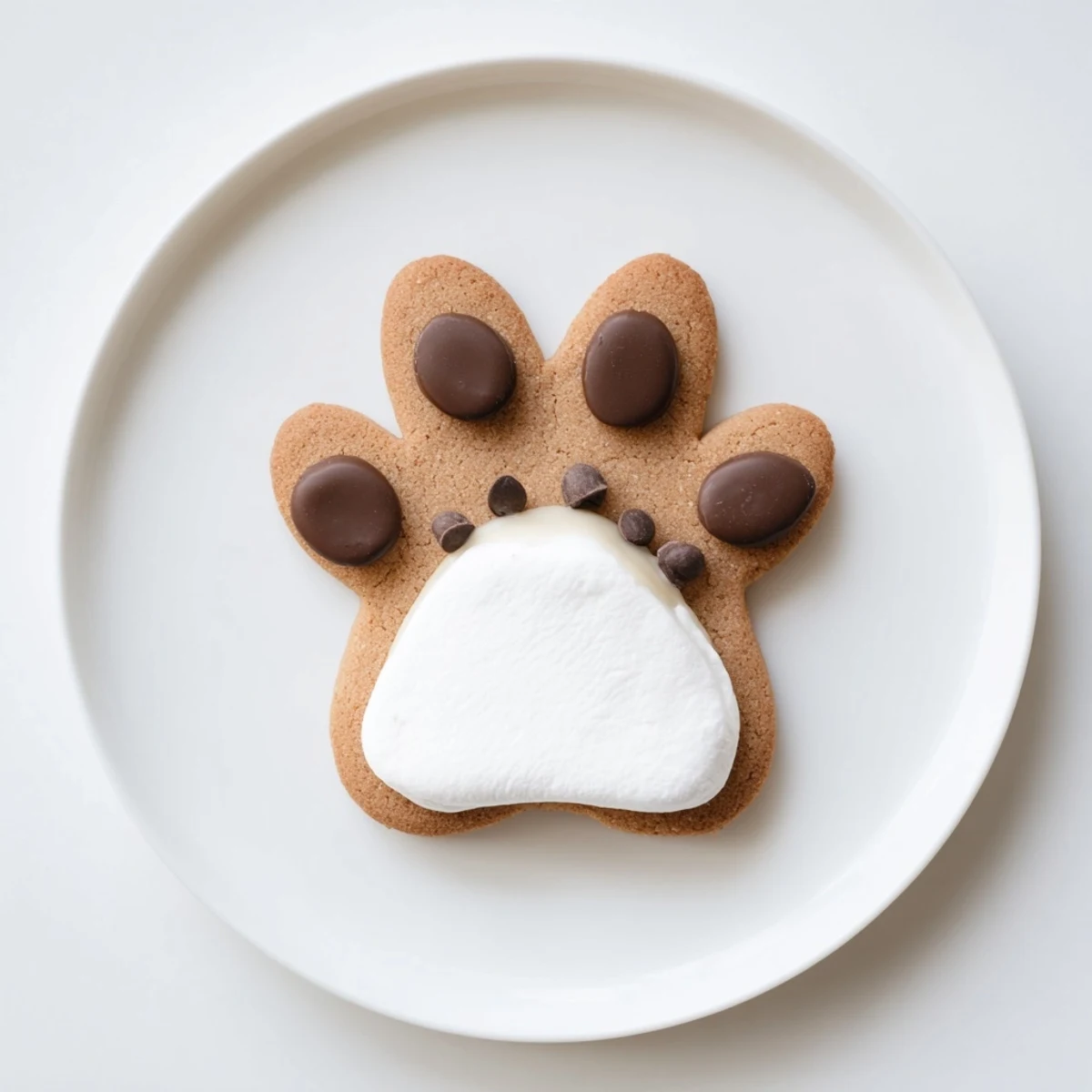 Warm sugar Polar Bear Paw Print Cookies with melted white chocolate and dark chocolate chips.
