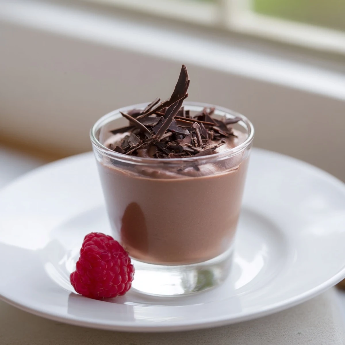 Luscious chocolate mousse dessert cups, garnished with fresh berries offer a beautiful texture and flavor combination.