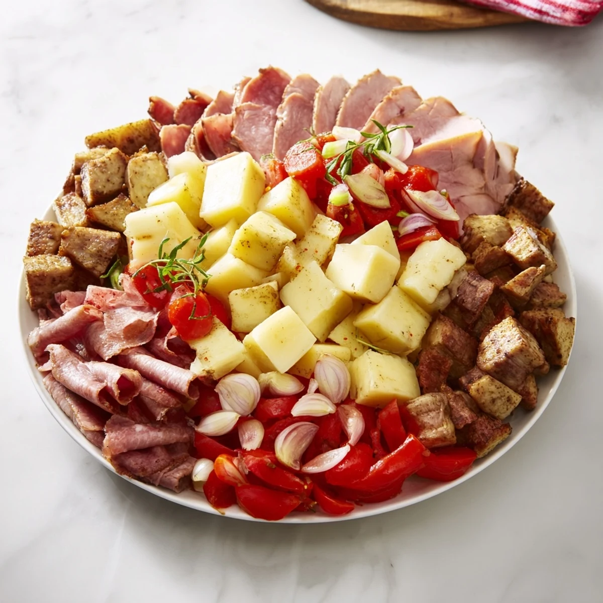 A beautiful Keto Power Plate offers a delicious spread of meats, cheeses, and fresh vibrant veggies.