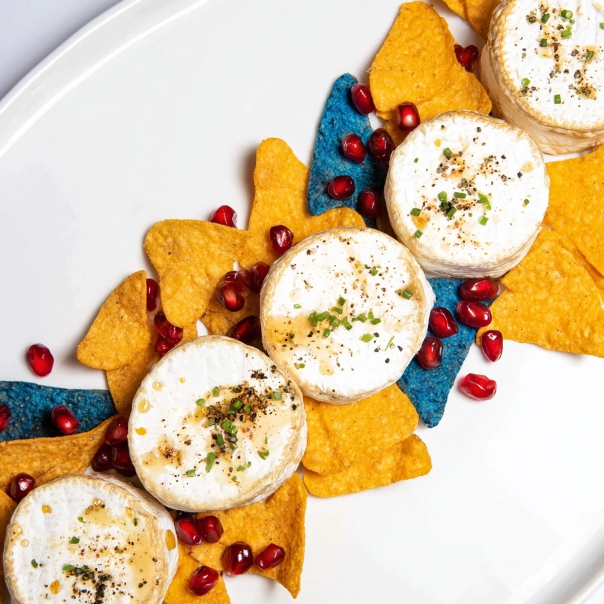 A party-ready cheese platter with smoked gouda and other cheeses as "stepping stones".