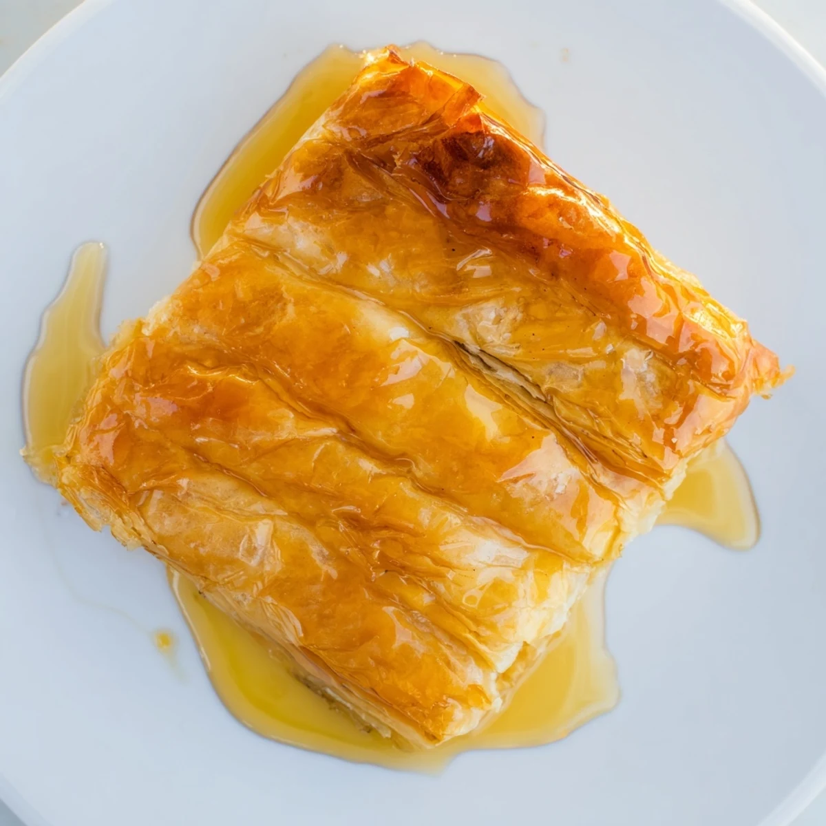 Golden, flaky Moroccan Msemen pastry squares, fried to perfection, ready to be drizzled with honey.
