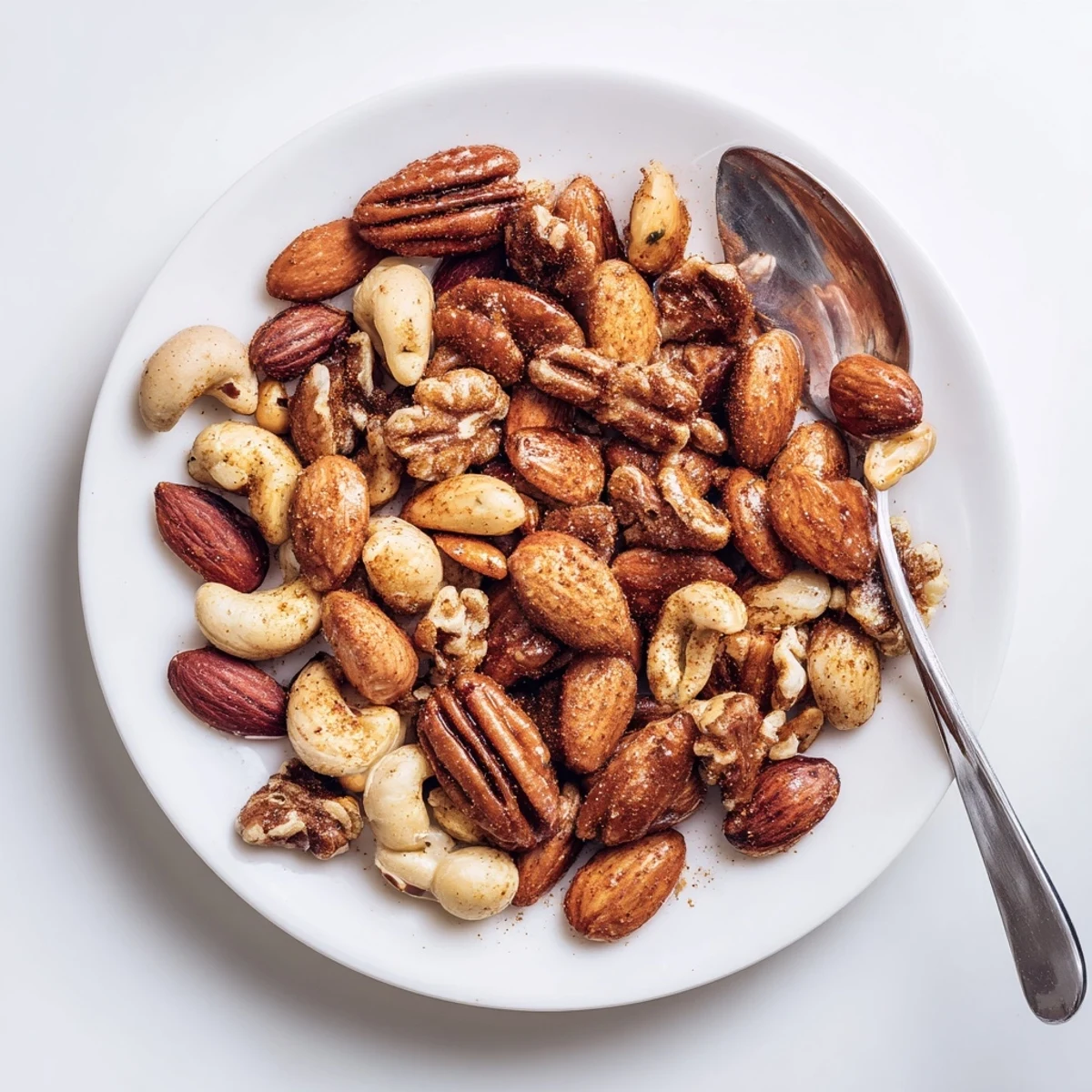 Golden Spiced Nuts Mix roasted with honey, cumin, and smoked paprika in a warm oven until fragrant.
