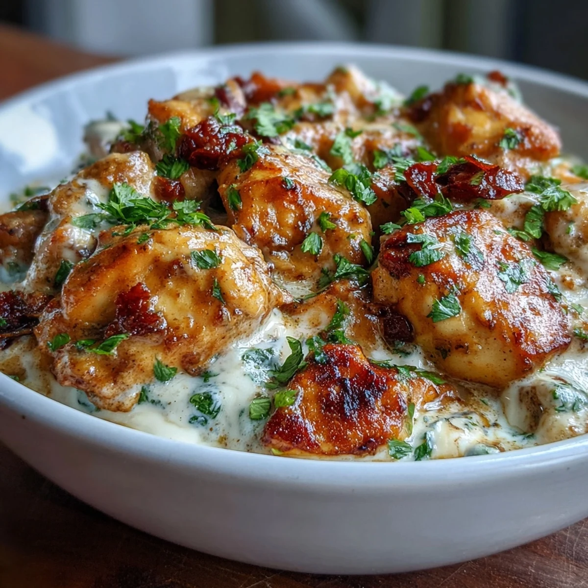 Creamy Easy Chicken Curry simmers in a skillet, garnished with cilantro and served with fluffy basmati rice.