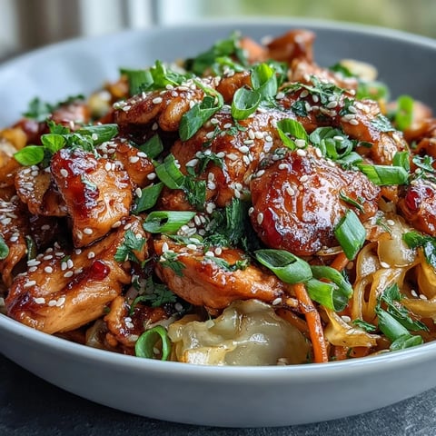 Sizzling Egg Roll Bowls with Chicken and Cabbage feature tender chicken, crisp veggies, and a glossy sesame glaze, topped with scallions and chili crisp.
