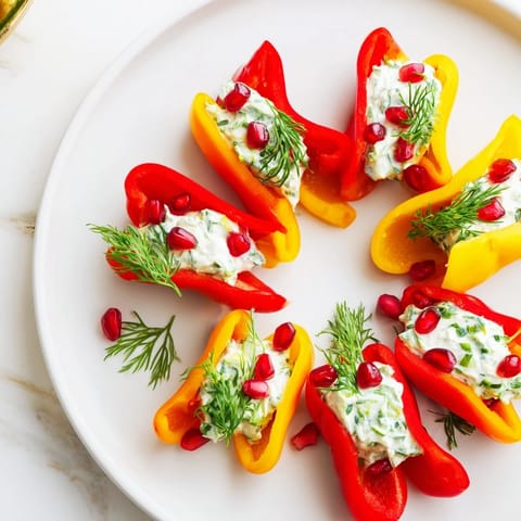 Bright red and yellow Bell Pepper Christmas Bows, delightfully garnished and perfect for a holiday party.