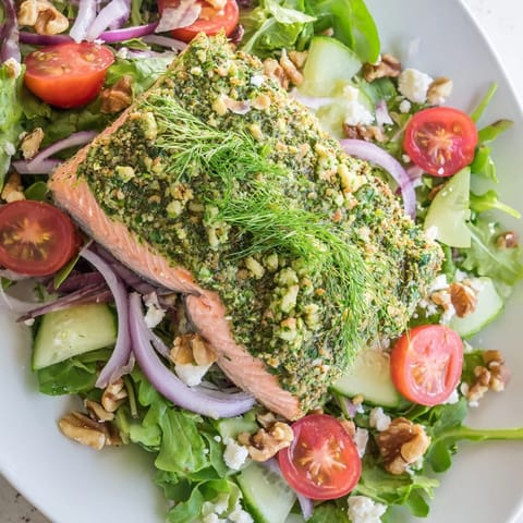 Herb-Crusted Salmon Salad