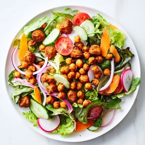 Mixed Greens with Chickpea Croutons