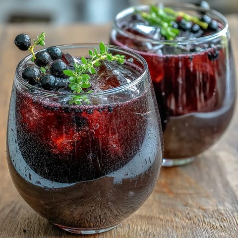 Chilled white wine poured into a glass with deep purple crème de cassis, creating the sweet-tart Black Currant and Cassis Cocktail.