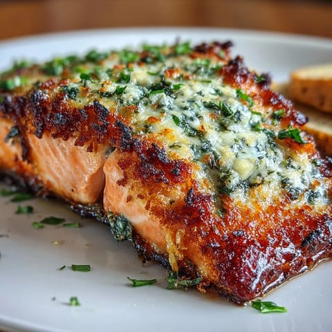 Keto garlic Parmesan salmon with crispy roasted broccoli and bright lemon wedges, perfect for a healthy low-carb dinner.  