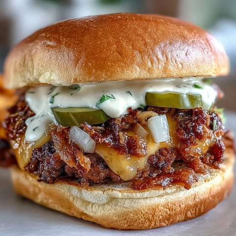 Mini beef patties sizzle on a hot griddle, served on toasted buns with creamy special sauce for a crowd-pleasing bite.  