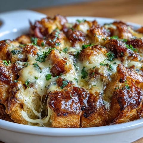 Warm ham and cheese croissant bake casserole with golden, buttery croissants and melted Gruyère in a rich egg custard.  