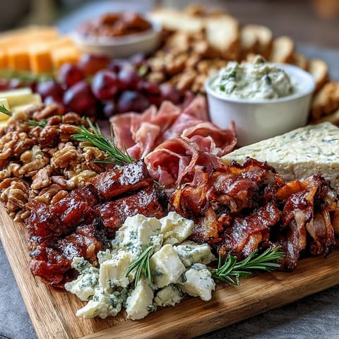 Vibrant housewarming party charcuterie board with cured meats, cheeses, dips, crackers, and fresh fruits—perfect for festive gatherings.