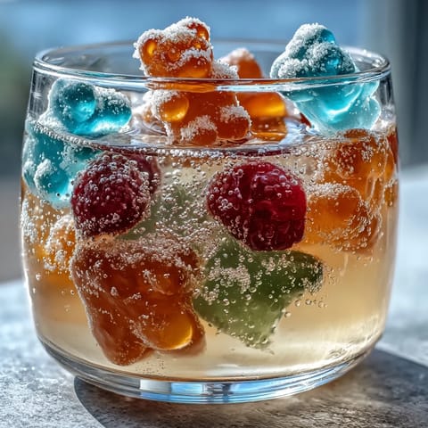 Vibrant Gummy Bear Lemonade Jelly Cups bursting with colorful bears, a playful dessert.