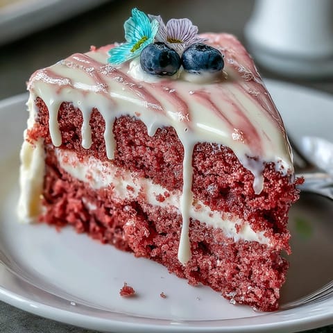 Dainty pink Rosé Velvet Cake with rich frosting and a luxurious gold cascade.