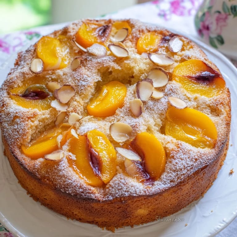 A warm, moist slice of Soft Sweet Plum-Infused Almond Cake, revealing juicy baked plums within.