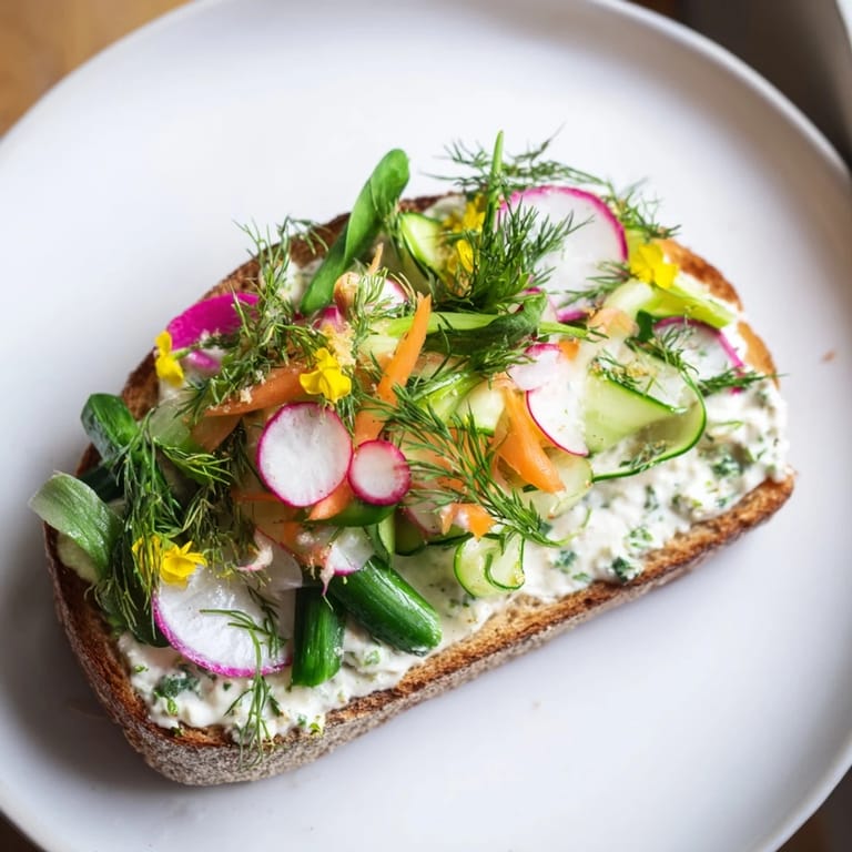 Beautiful, fresh Fresh Meadow-Inspired Garden Vegetable Tartines, featuring vibrant garden flavors, perfect for a spring lunch.