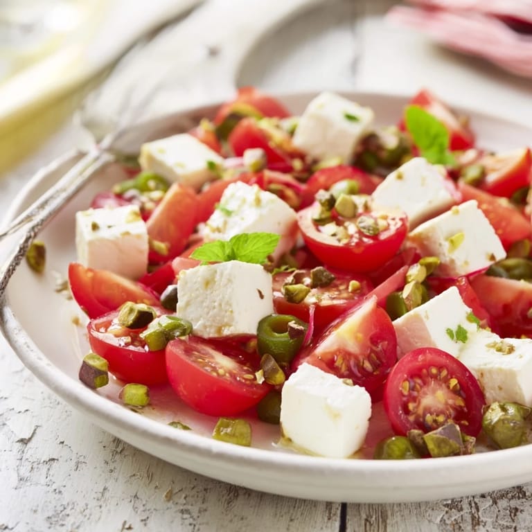A top-down view of The Hanging Gardens appetizer, featuring fresh ingredients arranged as an edible garden.