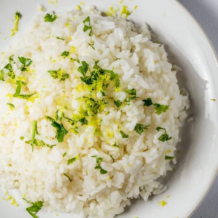 Freshly prepared Cilantro Lime Rice has bright green flecks, perfect for a flavorful Mexican meal.