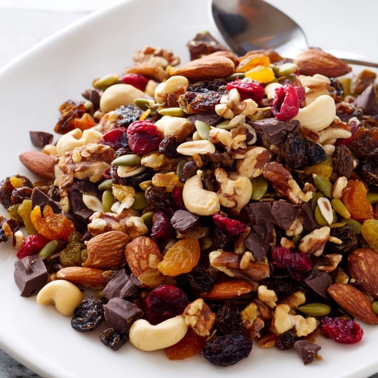 Healthy Trail Mix Custom in a glass jar, showcasing pumpkin seeds, walnuts, and apricots for outdoor adventure fuel.