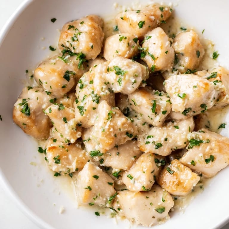 Savory Creamy Garlic Chicken Bites with a creamy, garlicky sauce, perfect for a quick weeknight dinner.