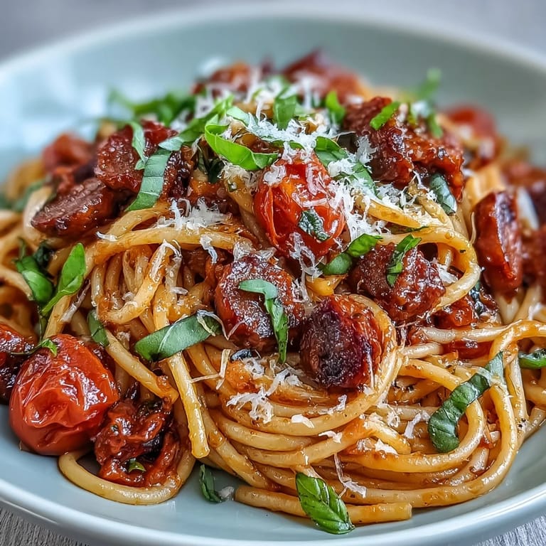 Garlicky Italian Drunken Noodles tossed with tender shrimp, Parmesan, and a rich red wine tomato sauce.