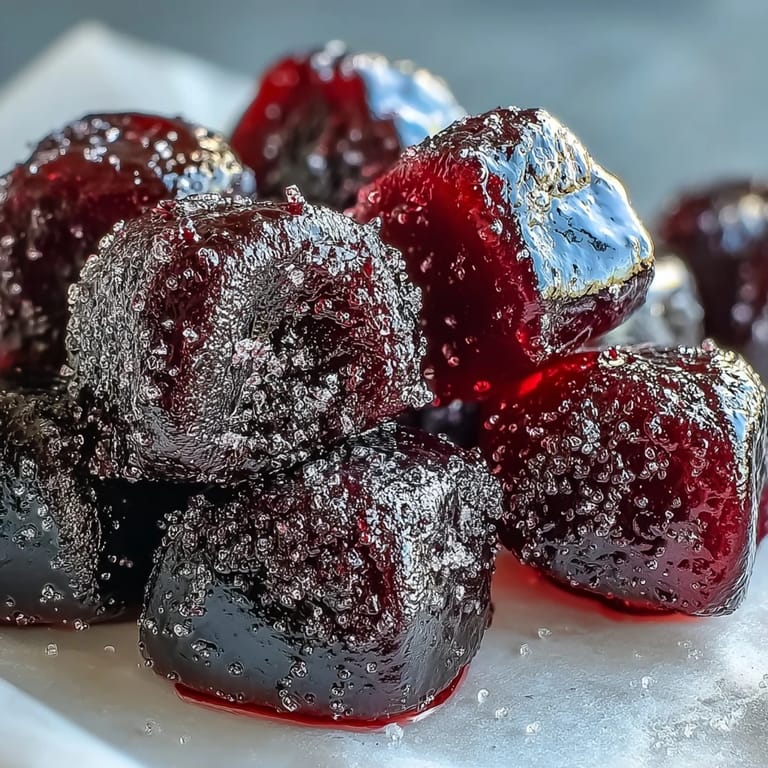 Vibrant purple Black Currant Gummies freshly made, perfect for a candy platter.