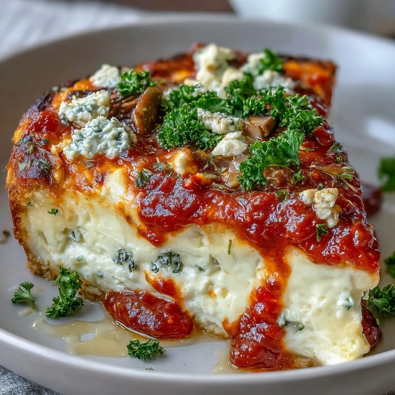Serving suggestion for Cottage Cheese Pizza Bowl: a bubbly, golden cheese topping paired with a crisp side salad.