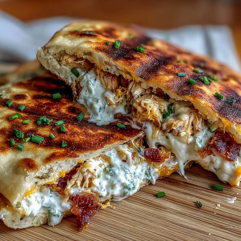 Grilled Ranch Crack Chicken Stuffed Naan with fresh chives and garlic butter on a rustic plate.