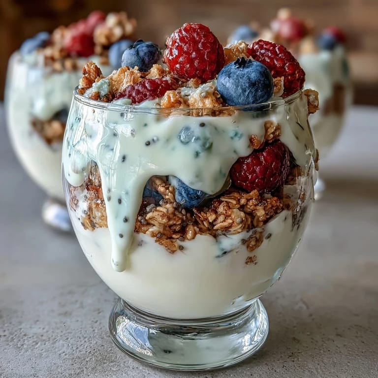Creamy Greek yogurt, juicy berries, and a nutty granola crumble come together in this quick, healthy parfait perfect for busy mornings.