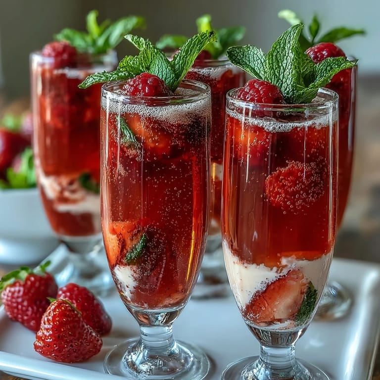 A colorful strawberry mimosa bar setup with fresh berries, citrus slices, and sparkling options for a fun Galentines gathering.