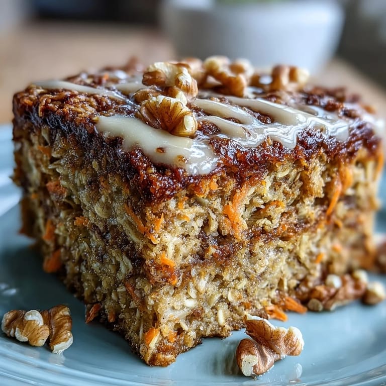 Moist and flavorful Spring Carrot Cake Baked Oatmeal Squares, a vegetarian-friendly treat with rolled oats, maple syrup, and fresh carrots.