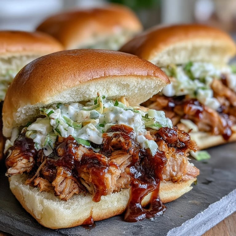 2. Tender, smoky pulled pork on slider buns, finished with zesty coleslaw—perfect for baby showers or game day gatherings.  