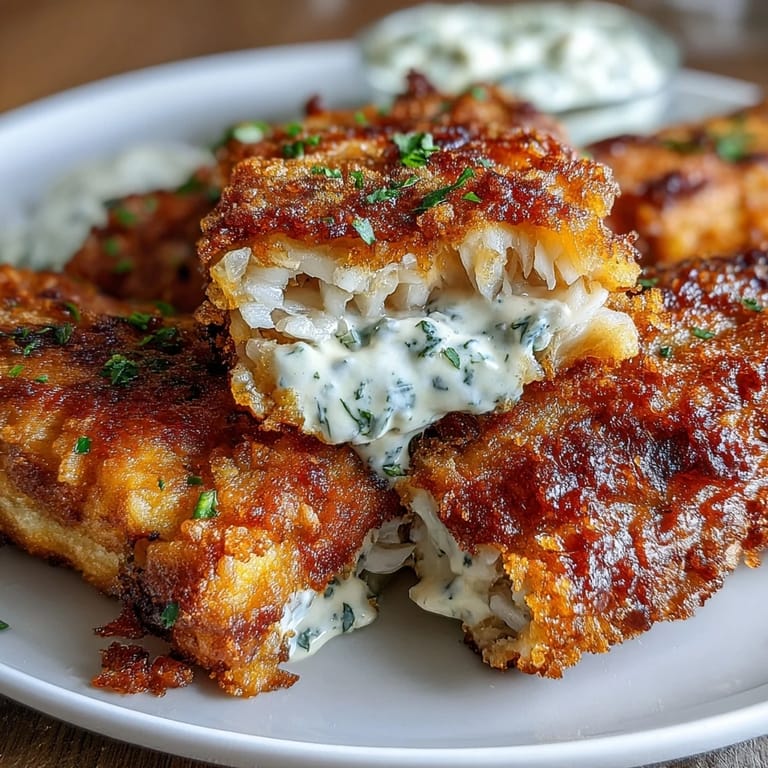 Fried catfish with a crunchy cornmeal coating, paired with tangy remoulade—perfect for a comforting Southern dinner.