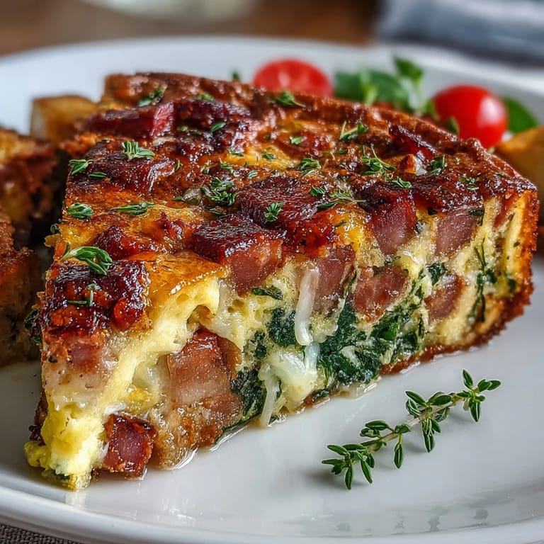 Easy One-Pan Ham and Swiss Frittata, a hearty brunch dish loaded with protein and melty cheese.