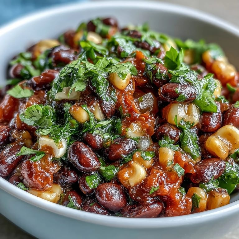 Zesty cowboy caviar dip with black beans, corn, and pico de gallo, perfect for summer parties and snacking.