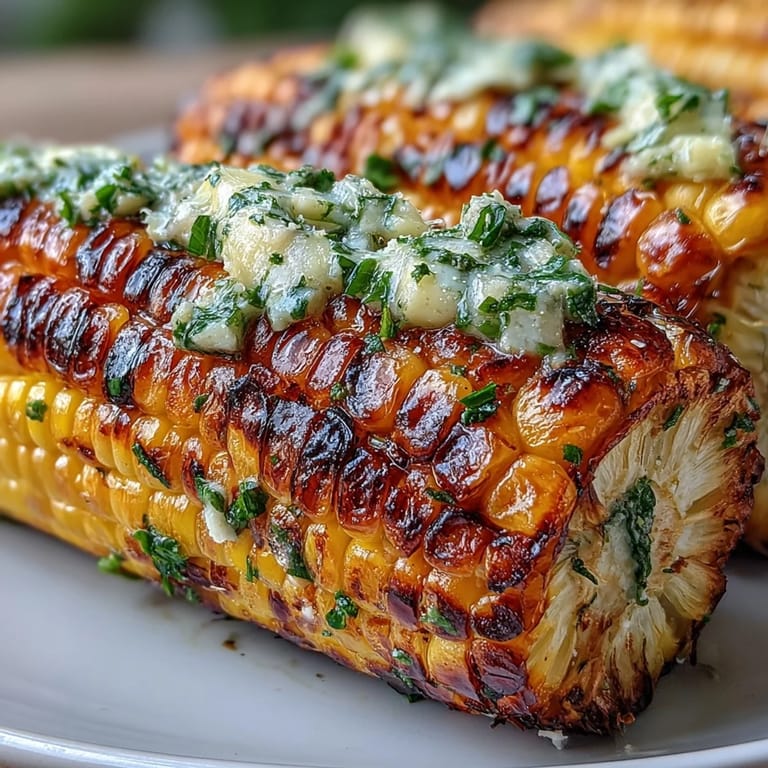 Sweet, smoky grilled corn spears ready to be slathered with delicious butter.
