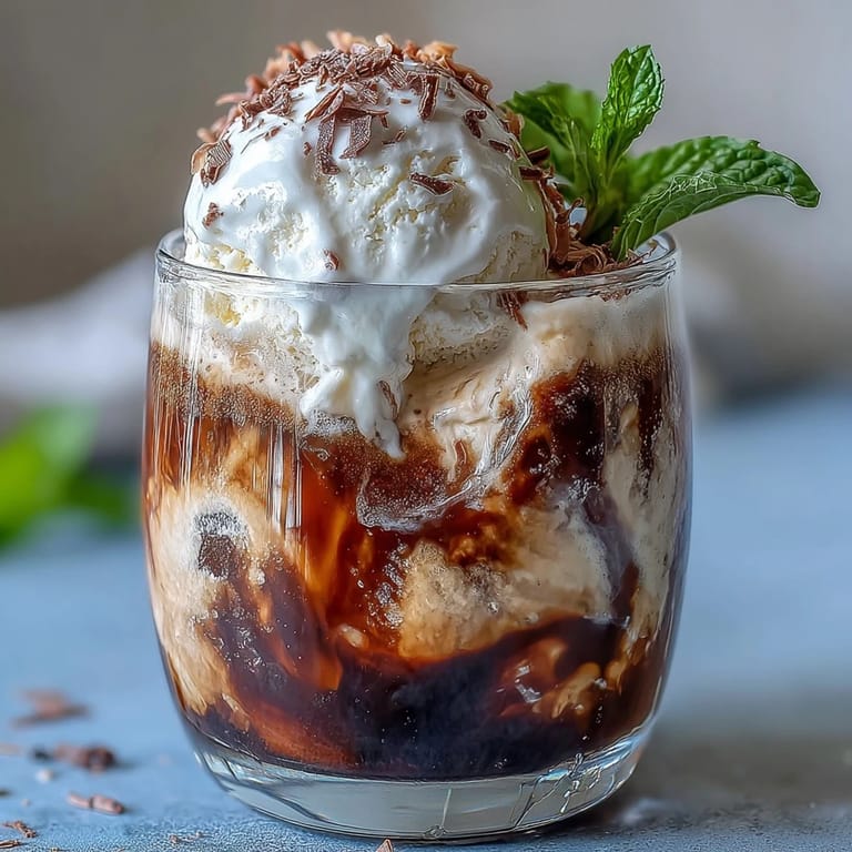 Perfectly chilled Coconut Cold Brew Float shimmering with melting vanilla bean ice cream.