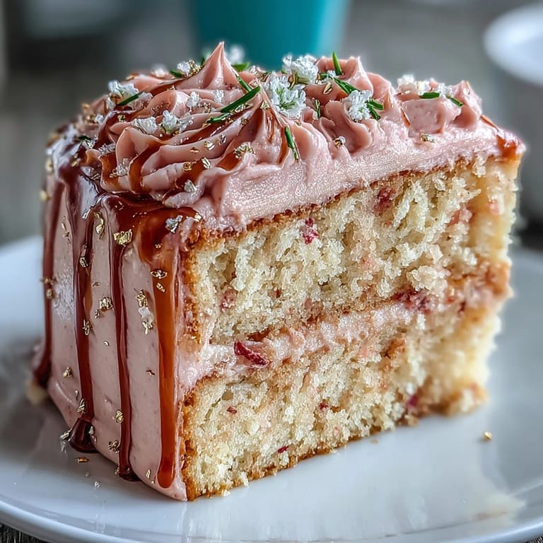 Elegant Bridal Shower Rosé Velvet Cake adorned with a stunning cascading gold drip.
